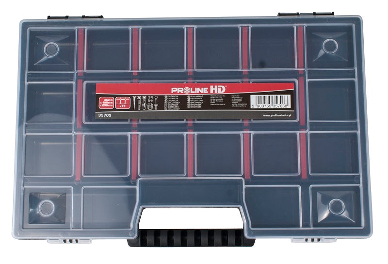 Aufbewahrungsbox-Organizer mit Griff, 23 Fächer, 3,5 x 19,5 x 29 cm, Proline Hd