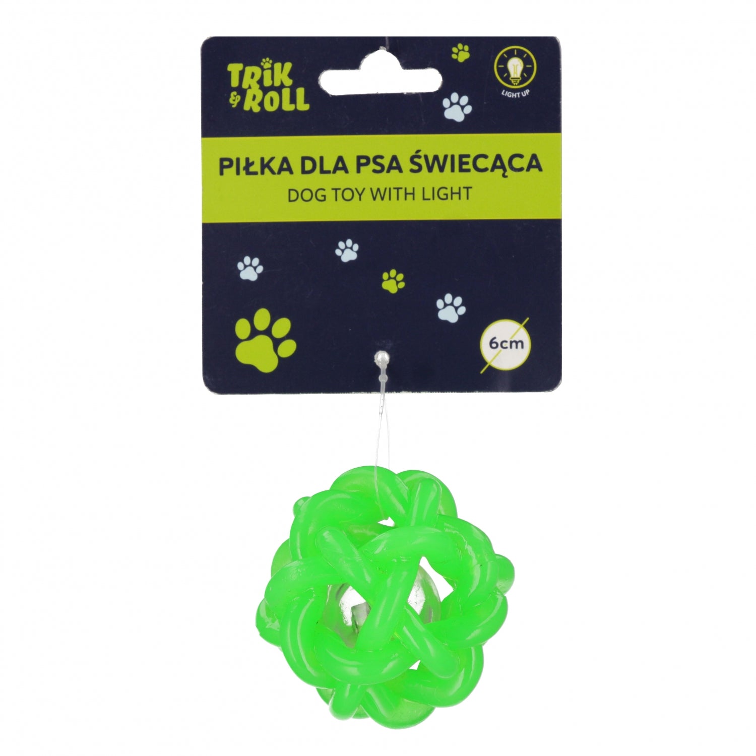 Haustierspielzeug, Hundeball, blinkend, grün, 6 cm