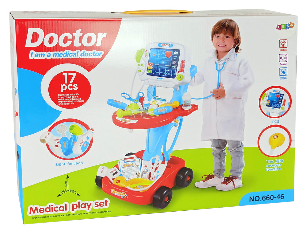 Doctor's Set On A Trolley Doctor's Table For Children Doctor Ekg 17 Pcs.