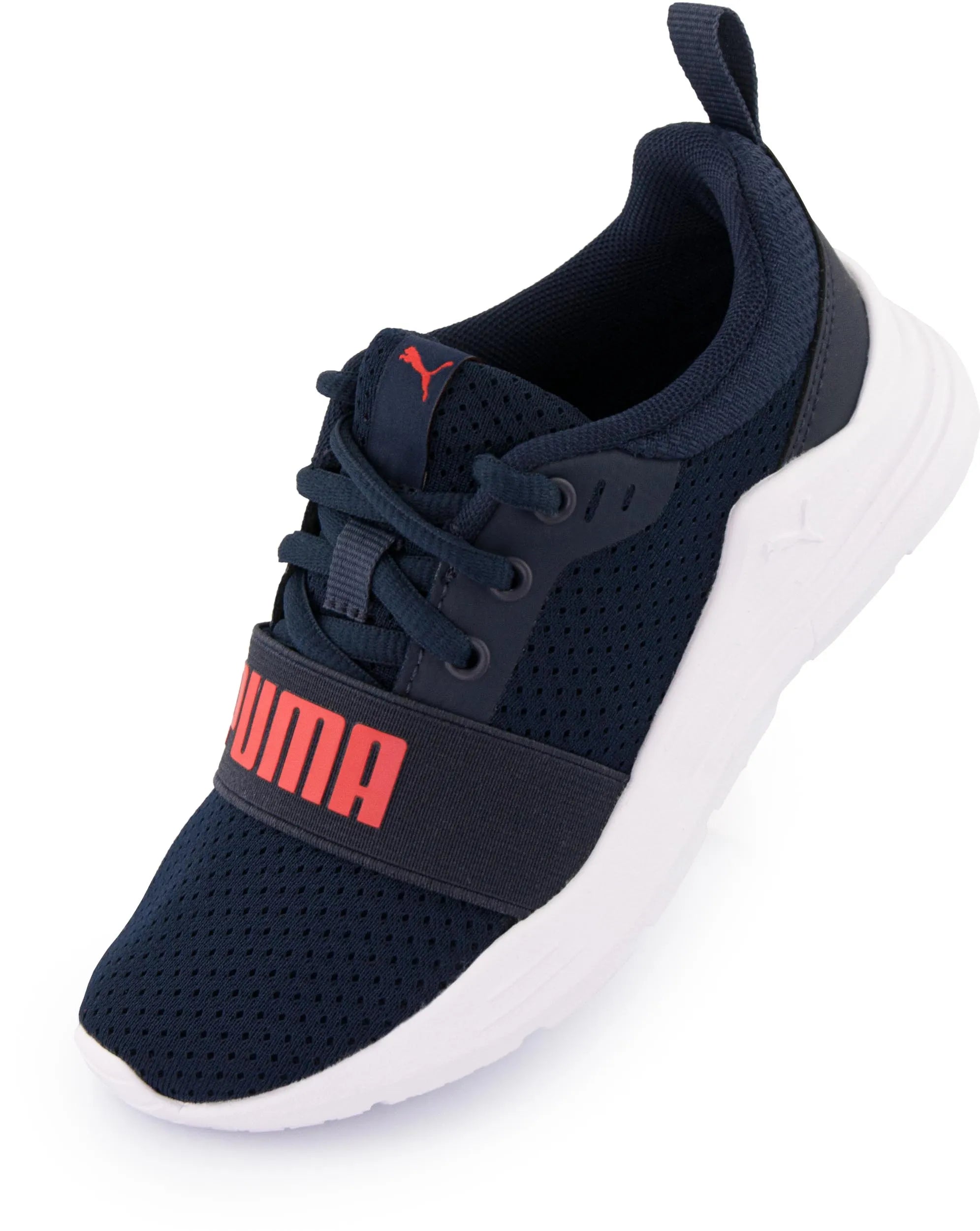 Chaussures Pour Enfants Puma Jr Wired Textile Chaussure De Course Bleu Marine