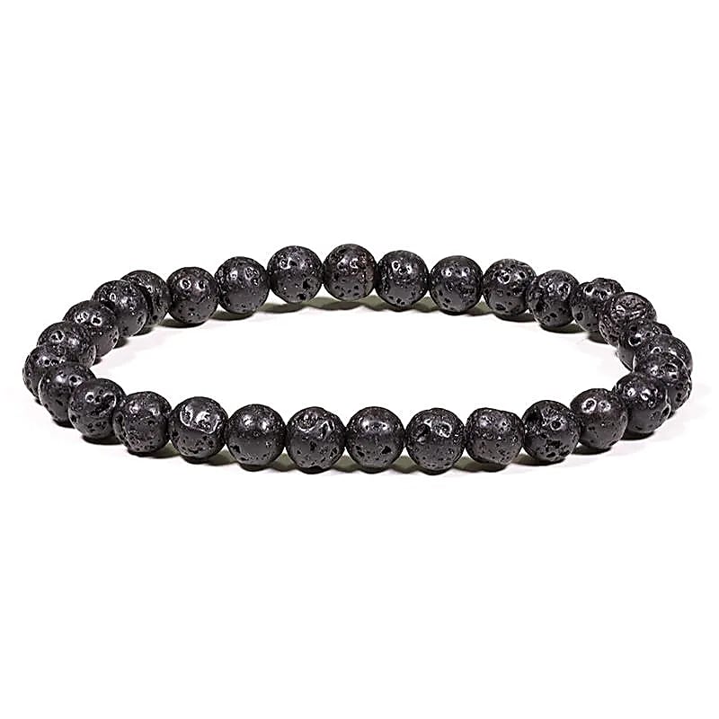 Armband Zwarte Lavasteen --verpakking van 10 stuks - ±0,7cm