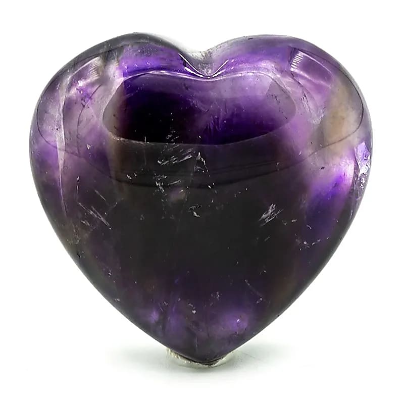Phantom Amethyst Heart Worry Stones --package Of 3 Pcs - 3.0 Cm
