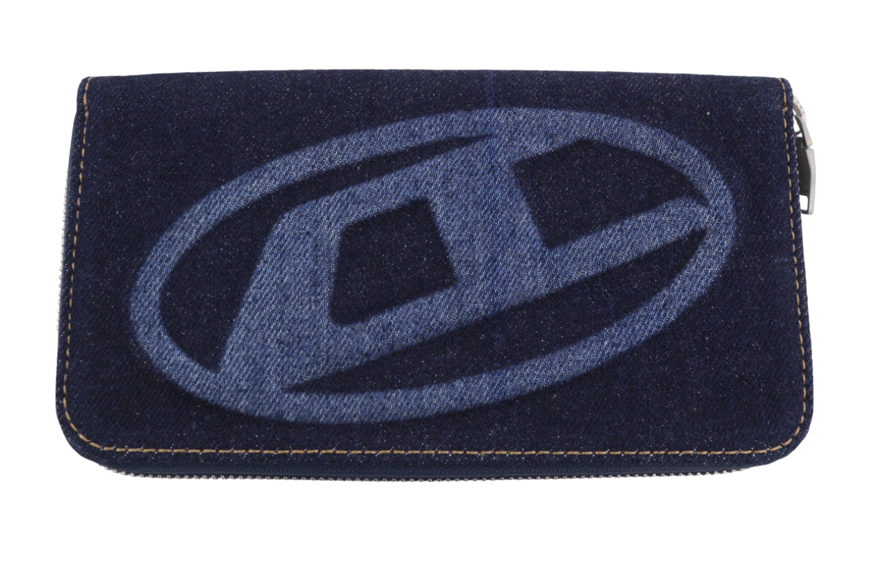 Carteira masculina Diesel Continental Zip tamanho único azul jeans look zip Rrp120