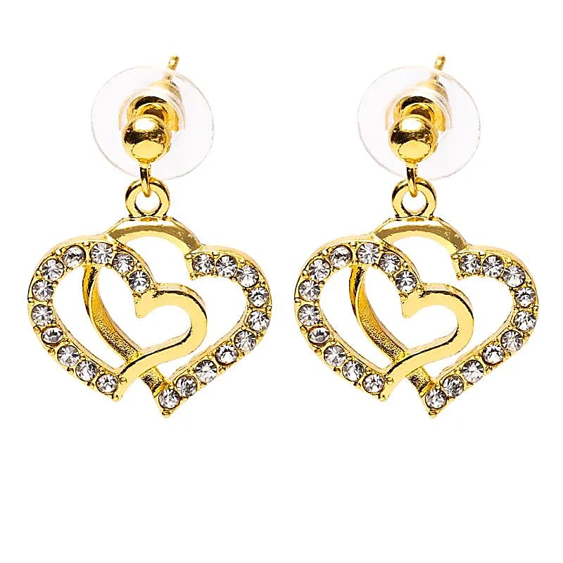 Earrings Hearts Gold Coloured - ±2 Cm Package Of 3 Pcs