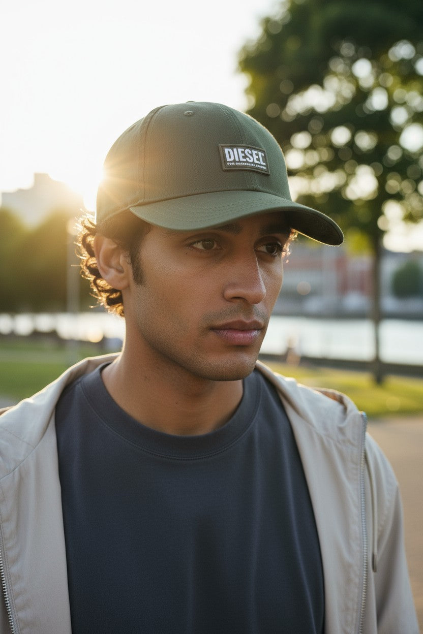 Diesel Corry-gum mænds kasket One Size Grønt bomuldslogo Casual Alle årstider