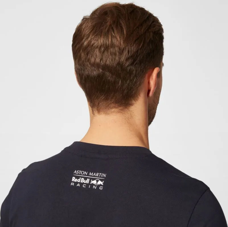 Camiseta gráfica da equipe de corrida masculina Red Bull azul marinho s