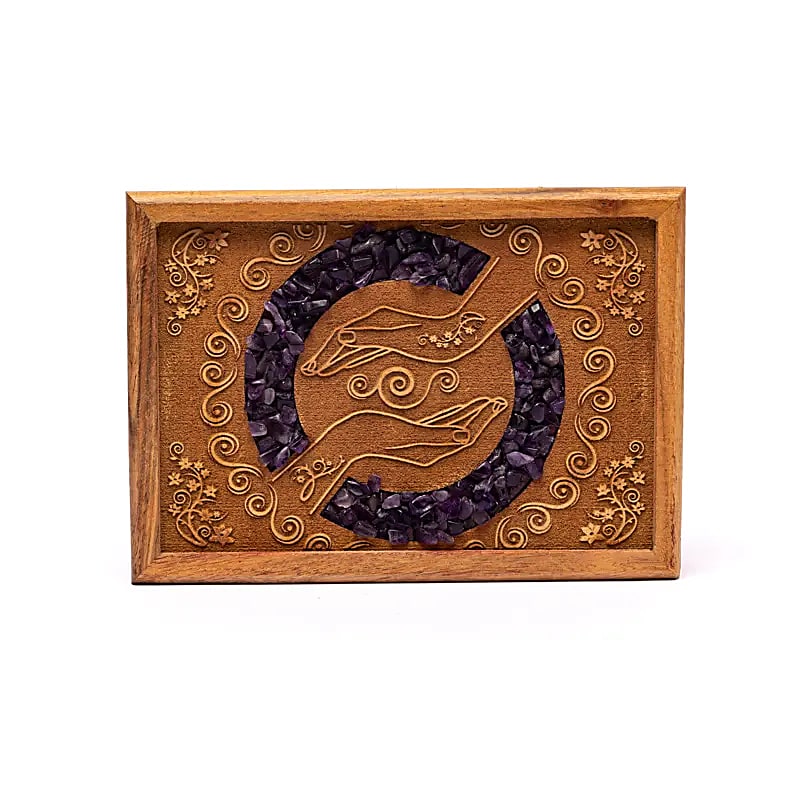 Tarot- of sieradendoos Helende handen Amethist - 18x12,5x5,5cm