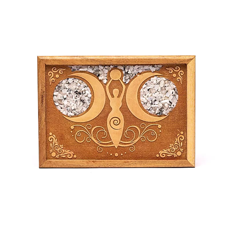 Tarot Or Jewellery Box Moon Goddess Rainbow Moonstone - 18x12.5x5.5cm