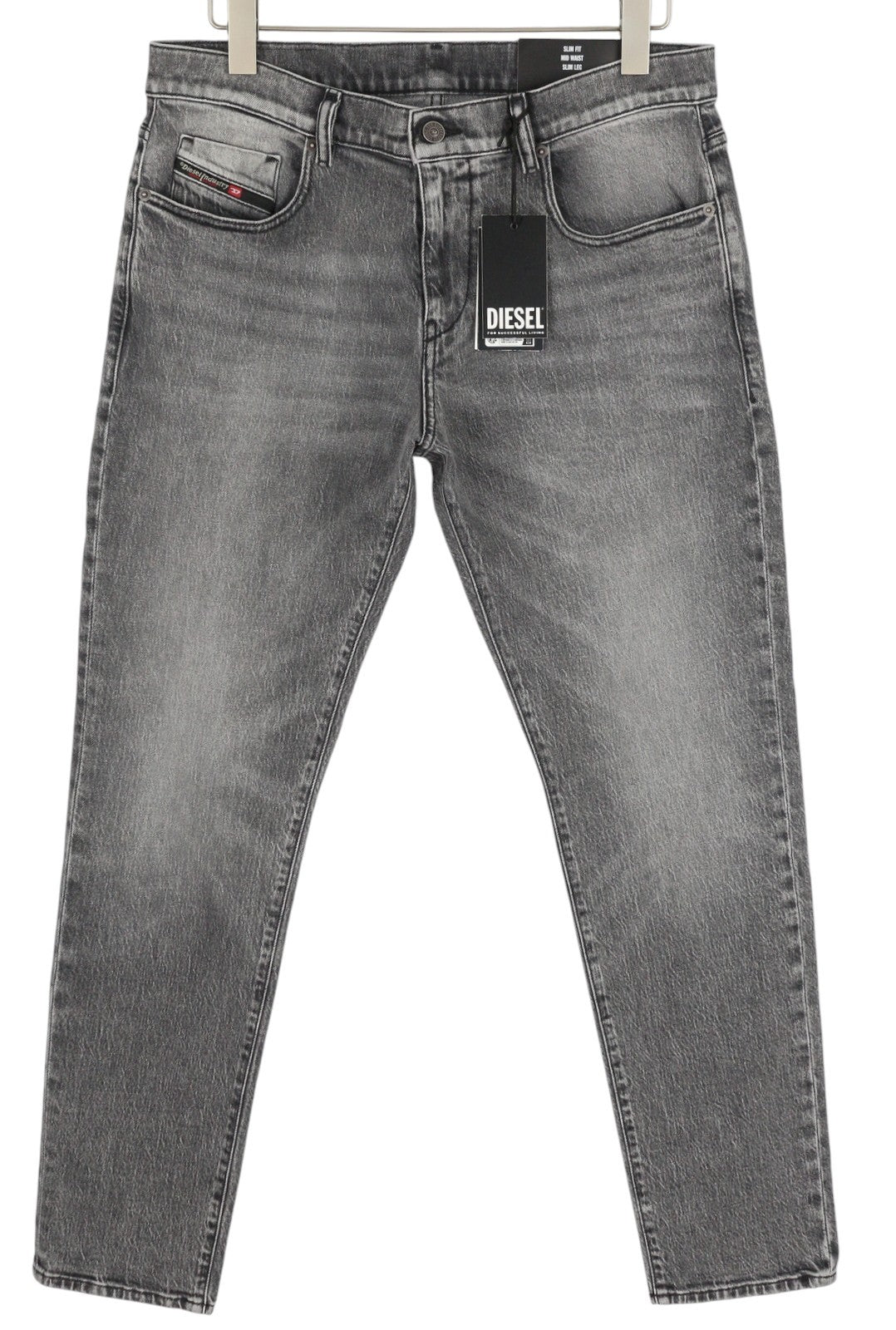 Diesel 2019 D-strukt R09ka mænds jeansgrå vasket slim fit lynlås Rrp225