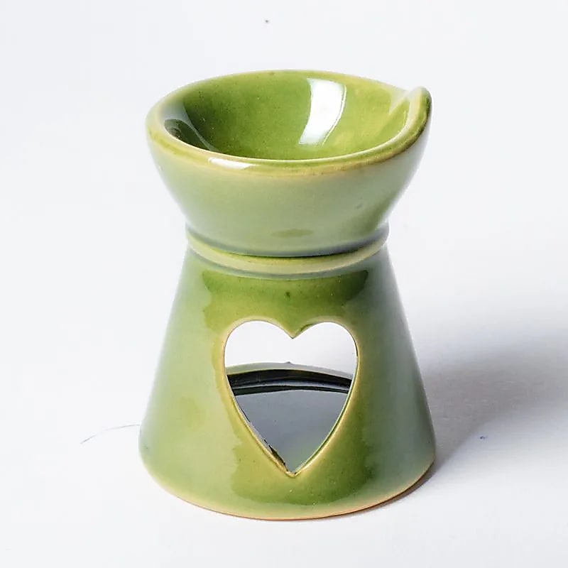 Quemador de cera aromática corazón verde - juego de 3 piezas - 8x6,5 cm