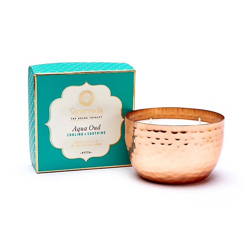 Vela perfumada Pitta Aqua Oud 2 Wick em frasco - 200 G