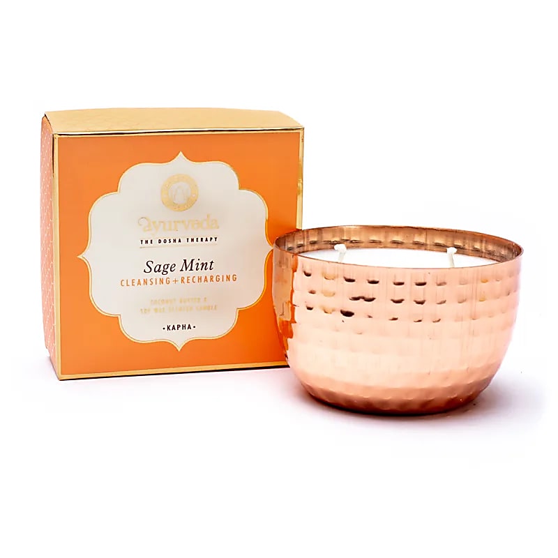 Vela perfumada Kapha Sage Mint 2 Wick em frasco - 200 G