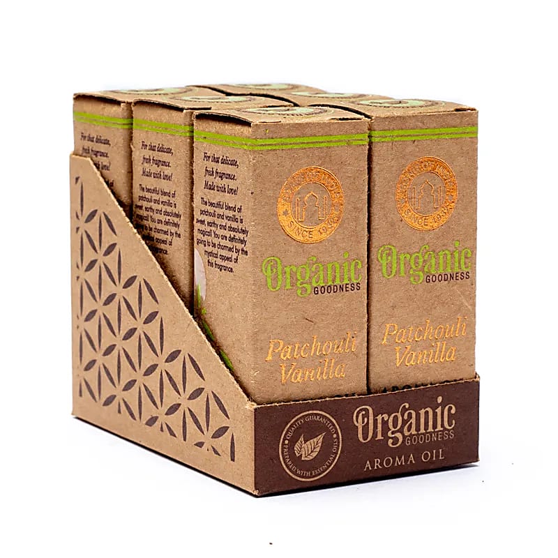Organic Goodness Aroma Oil Patchouli Vanille - pakket van 6 stuks - 10 ml