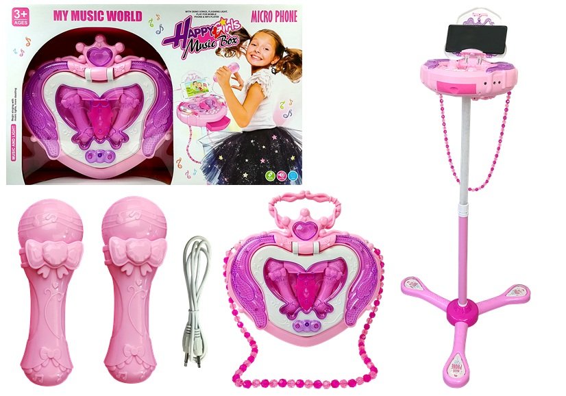 Music Box On Stand Microphone Speaker Pink