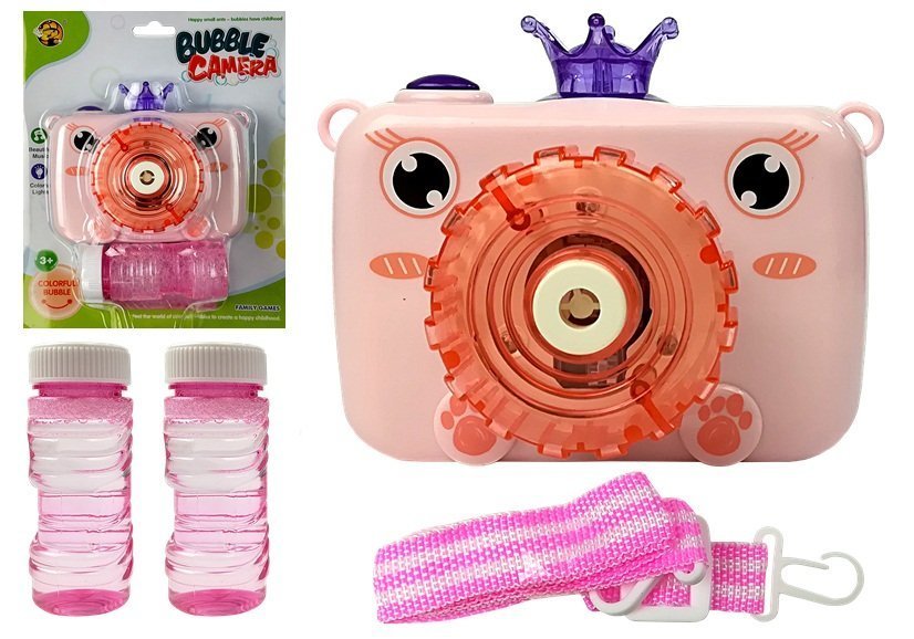 Kamera fouká mýdlové bubliny Baterie Pink Bubble Generator