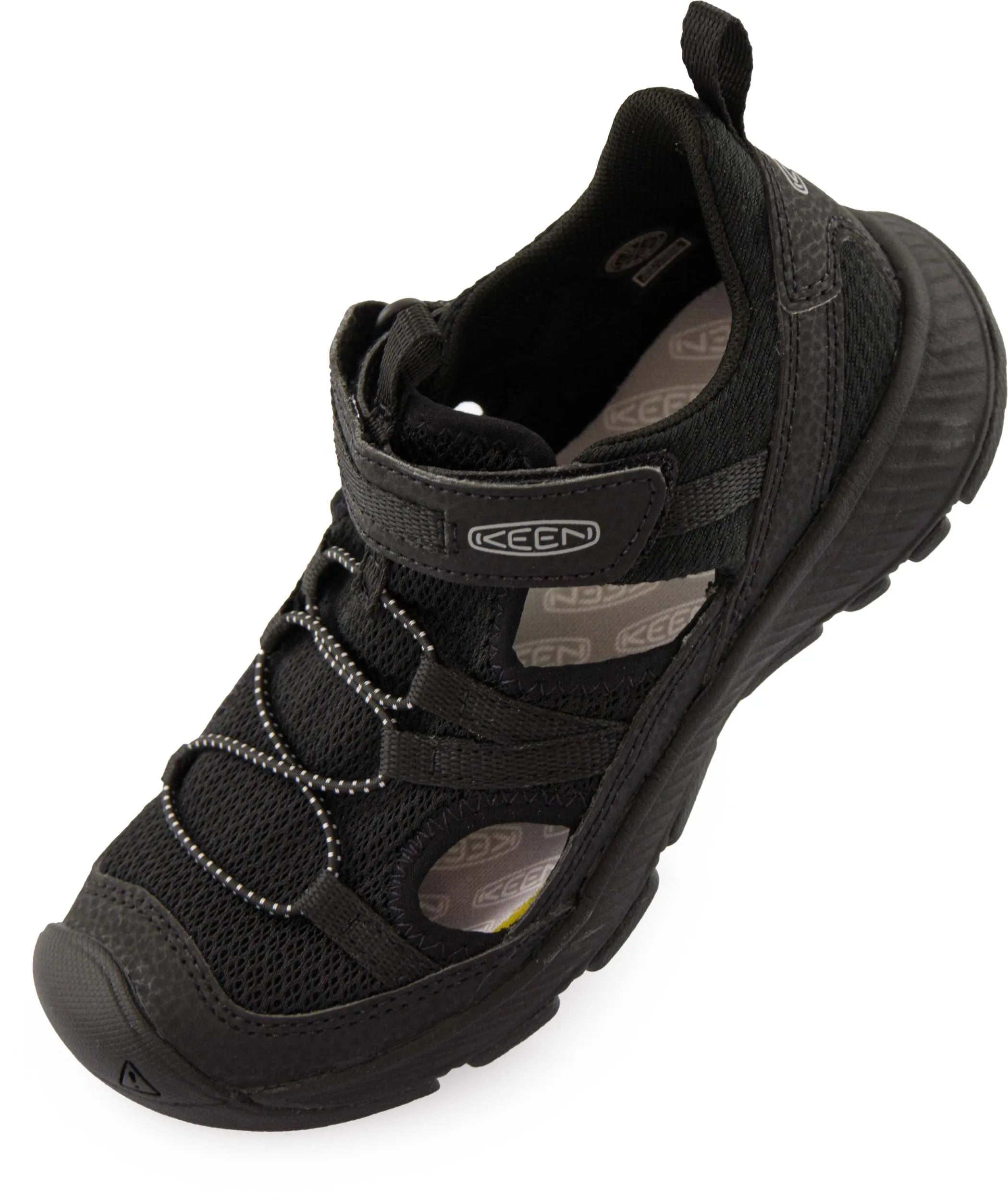 Keen jr motozoa sandal dubh/cóimhiotal dubh 25-26