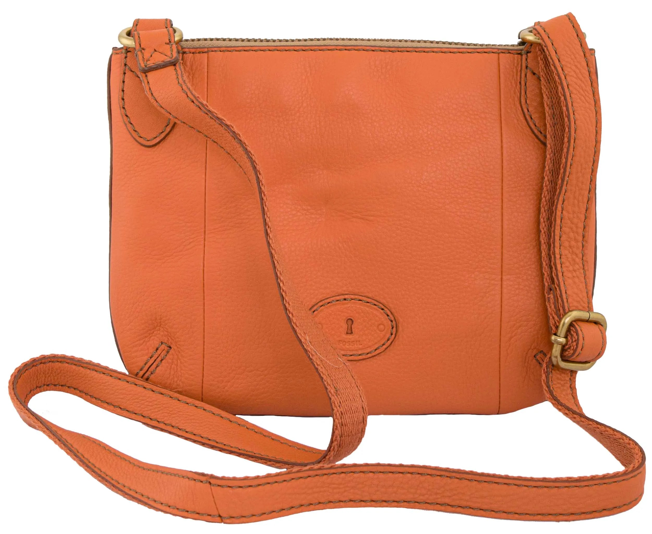 Borsa a tracolla fossilwmns in pelle tate top arancione chiaro arancione