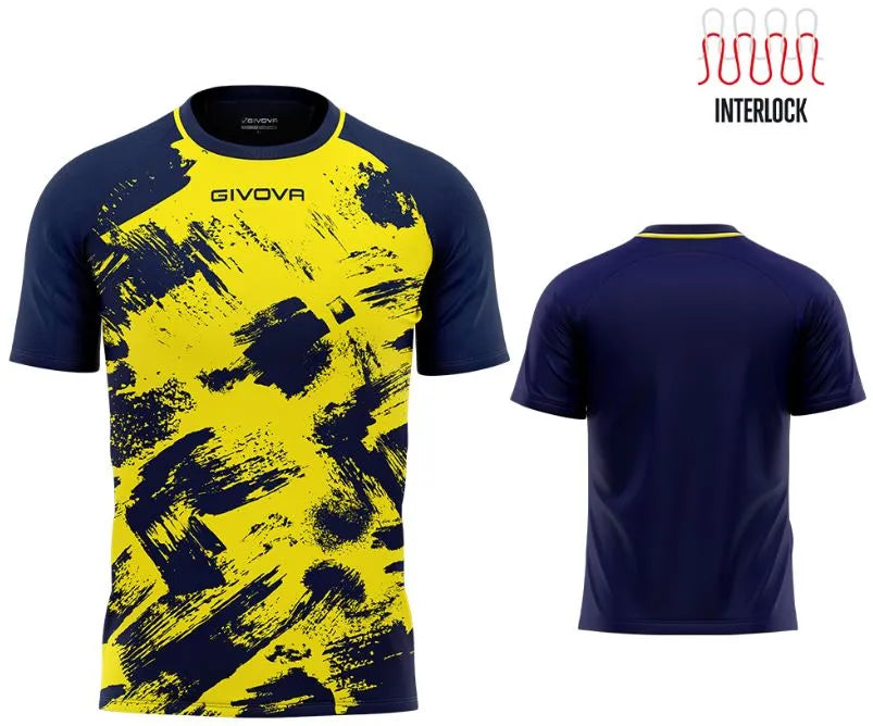 Camiseta esportiva Givova Art Interlock Fluo Yell-azul Amarelo