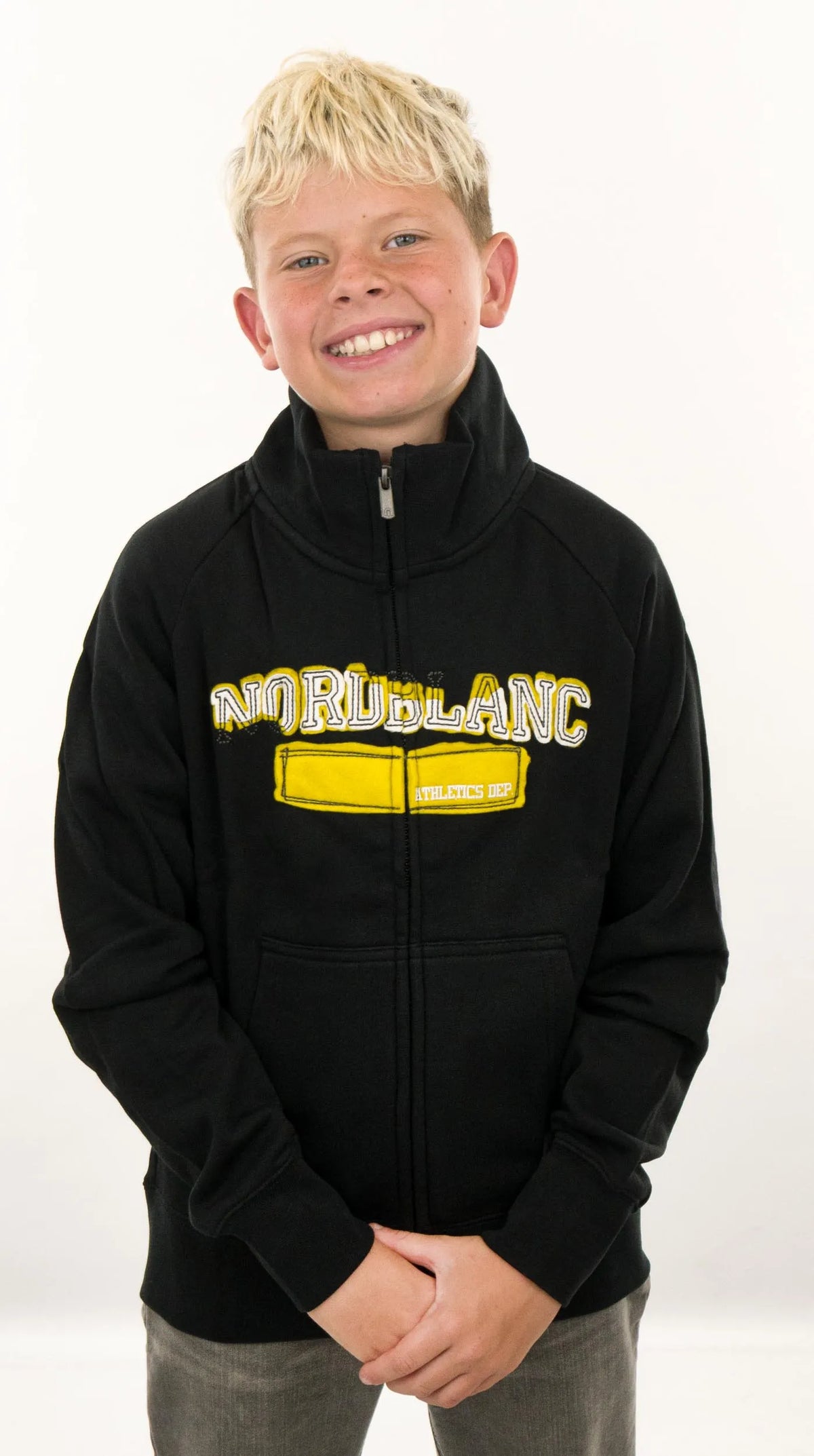 Felpa con cappuccio e zip per bambini Nordblanc Nera