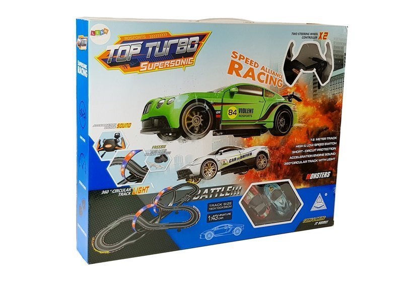 Race Track 2 Cars Top Turbo Lights 7.6 M Long
