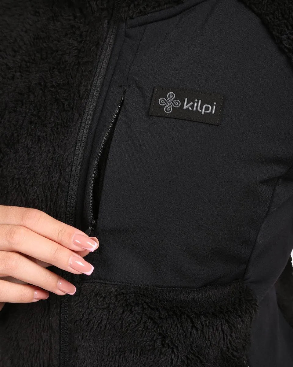 Pelziger Fleece-Kapuzenpullover für Damen Kilpi Nerz-W Schwarz 36