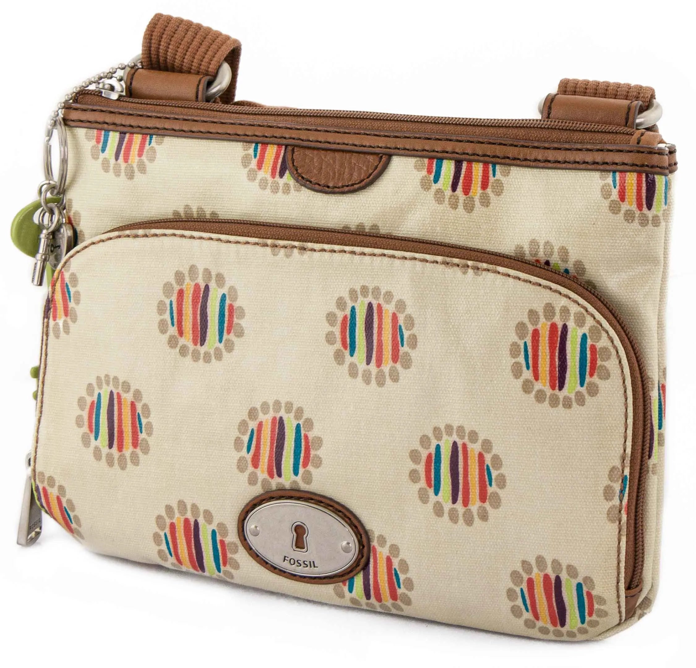 Borsa a mano da donna Fossil Wmns Borsa a tracolla Key-per Top Zip Dot Crema
