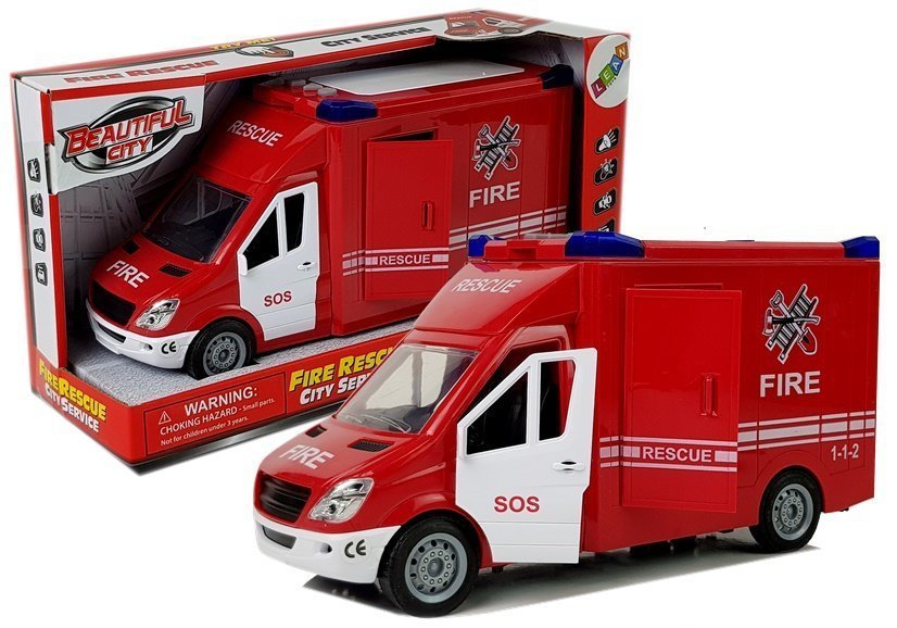 Fire Engine With Frictional Sound Drive Opening Doors