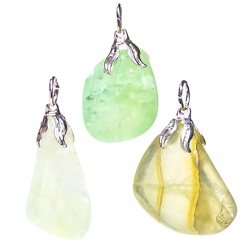 Colgante de piedras preciosas Calcita verde: ± 1,5-3 cm, paquete de 3 piezas - ± 1,5-3 cm, paquete de 3 piezas