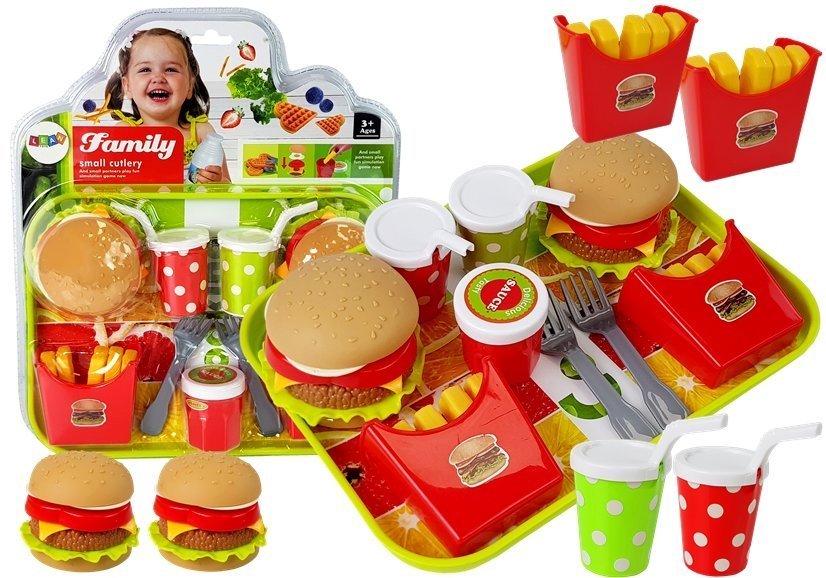 Set Of Hamburger Fries With Tray