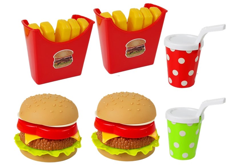 Set Of Hamburger Fries With Tray