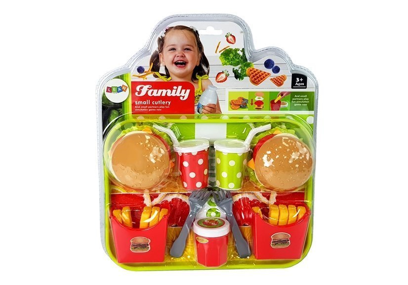 Set Of Hamburger Fries With Tray