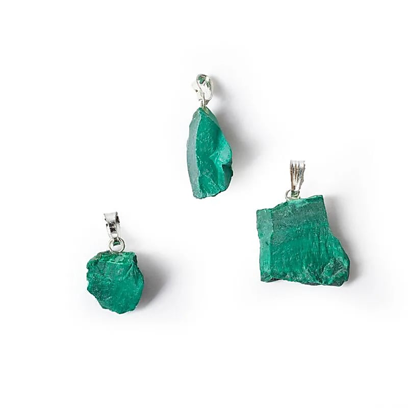 Malachite Rough Gemstone Pendant --package Of 3 Pcs - ±2.5cm