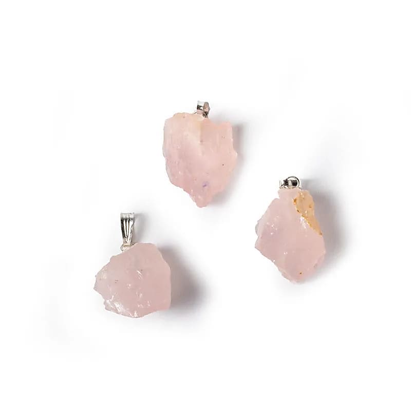 Rose Quartz Rough Gemstone Pendant --package Of 3 Pcs - ±2.5cm