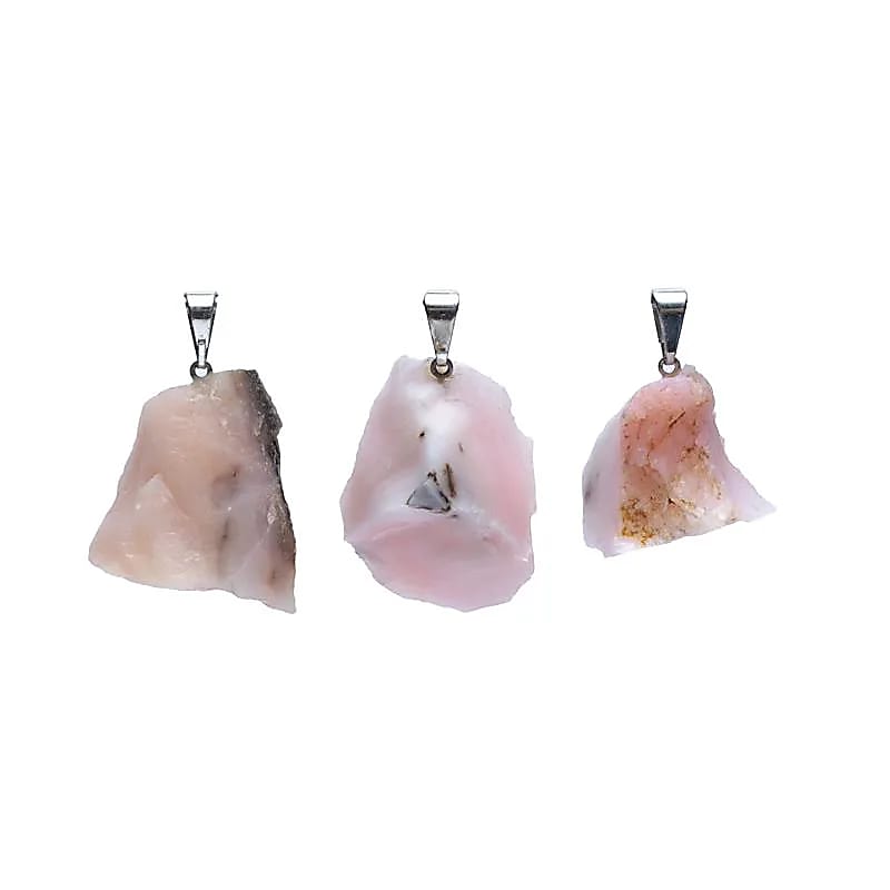 Pink Opal Ru ædelstensvedhæng --pakke med 3 stk - ±2cm