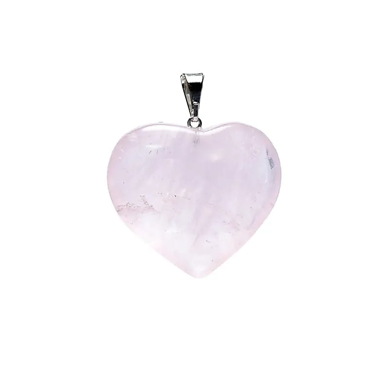 Pingente de pedra preciosa de quartzo rosa em formato de coração - pacote de 2 peças - ± 2-3 cm