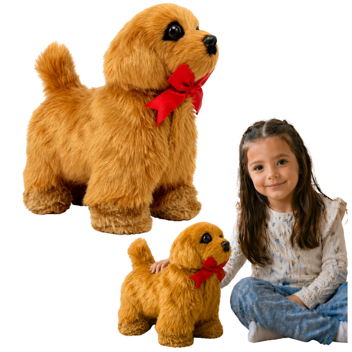 Cachorro interativo com controle remoto se move e late marrom