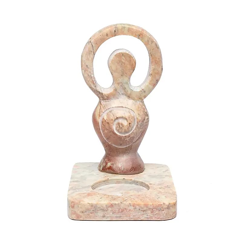 Theelichthouder Godin Symbool Licht Speksteen - 11 Cm
