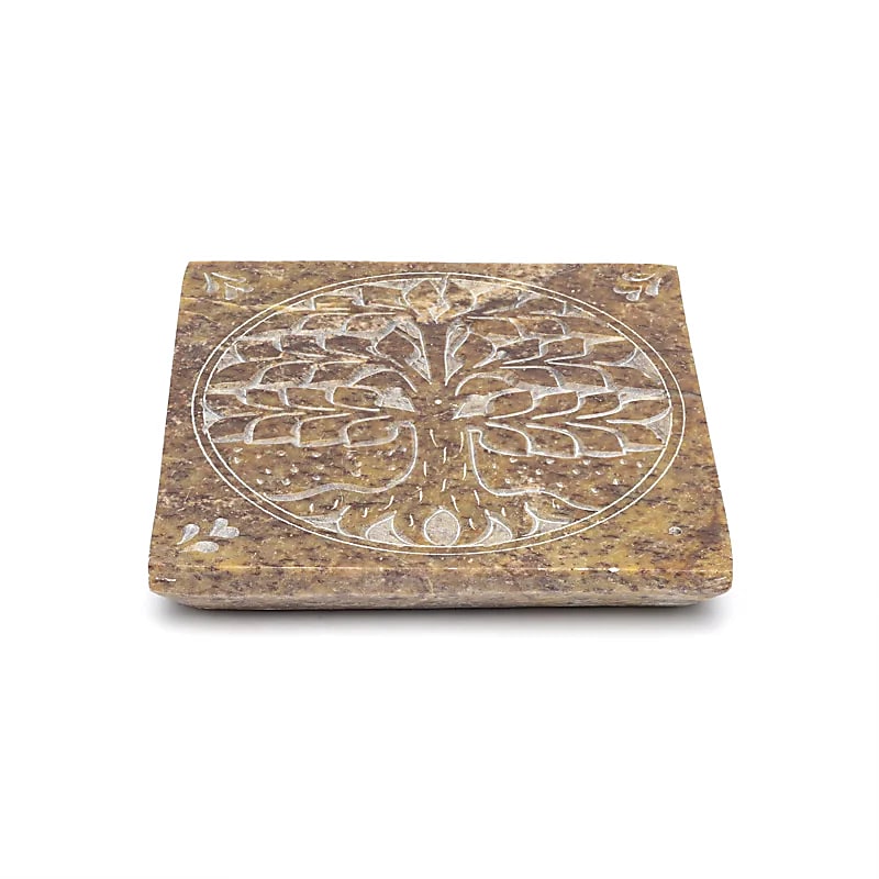 Quemador De Incienso Árbol De La Vida Esteatita - 10x10 Cm Paquete De 4 Piezas