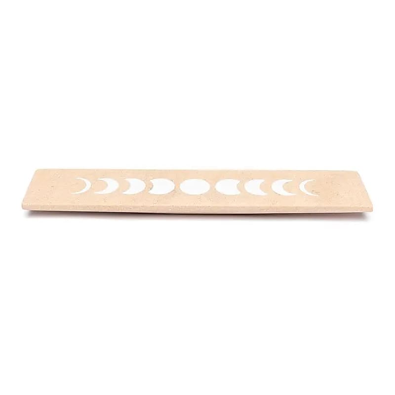 Porta incienso Fases lunares Arenisca rosa alargada - 25,5x5 cm Paquete de 2 piezas