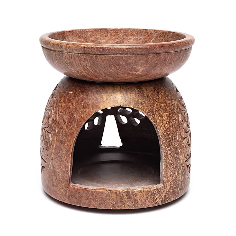Oil Burner Tree Of Life Täljsten - 11x10 Cm