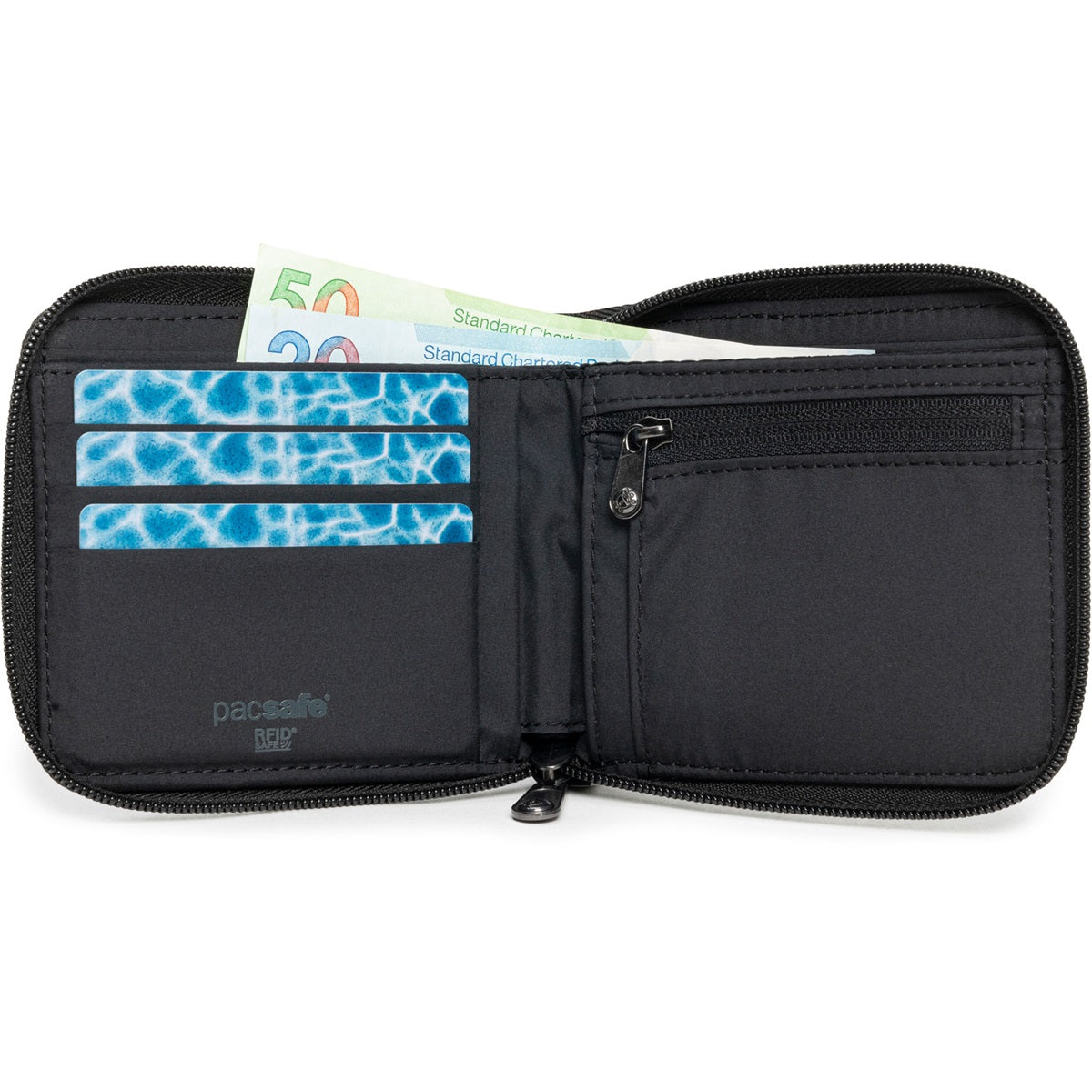 Pacsafe Rfidsafe Zip Around Wallet Slate
