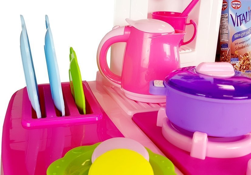 Pink Kitchen With Water Pots Groceries Sound