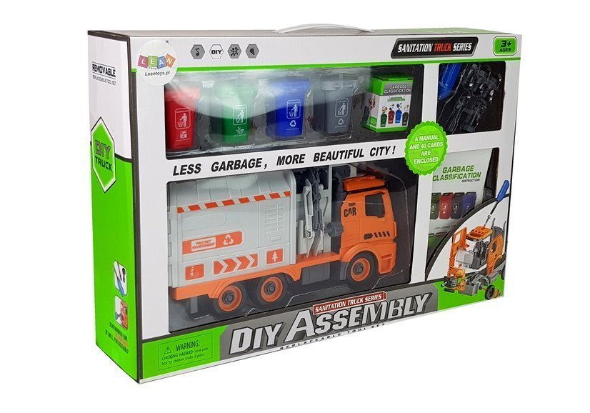 Diy Garbage Truck Sorter Kit Waste Sorting Game Screwdriver Sound Light Effects