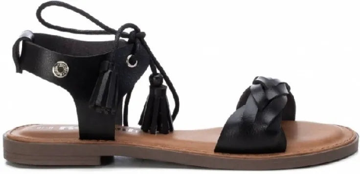 Damensandalen Refresh Niedrige Sandale aus Öko-Leder Schwarz