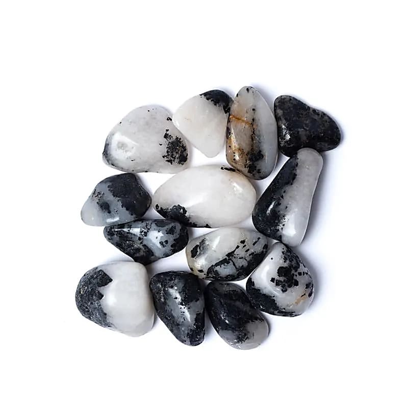 Tourmaline Quartz A Quality Tumbled Stones - ±500g; ±3-4cm
