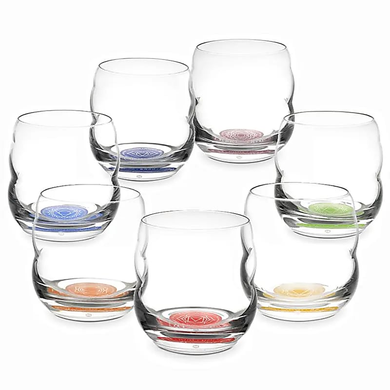 Chakra-Trinkglas-Set, Natur-Design – 7 x 250 ml