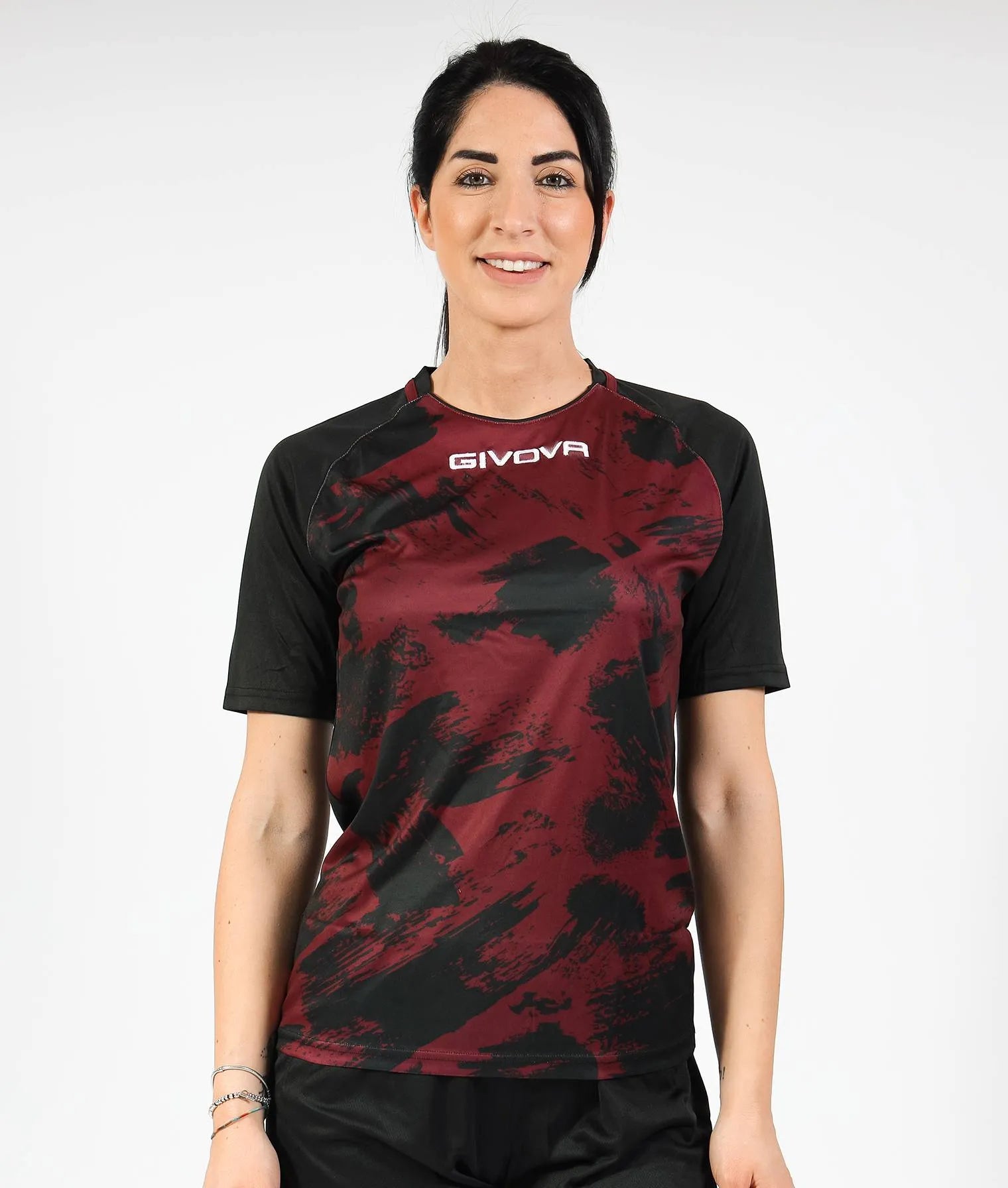 Givova art interlock granaat-zwart sport-t-shirt l