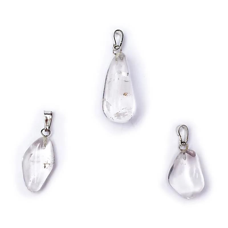 Rock Crystal Gemstone Pendant Pin Drilled --package Of 5 Pcs - ±1-2.5cm