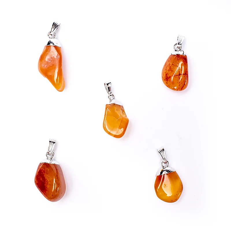 Carnelian Gemstone Přívěsek Pin Drilled Cap -- balení 5 ks - ±1-2,5 cm