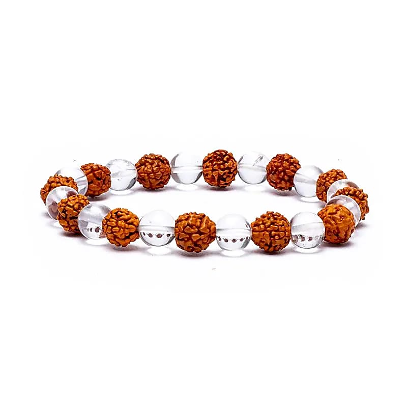 Rudraksha/rock Crystal Bracelet Elastic --package Of 2 Pcs - 0.8 Cm;8 Cm